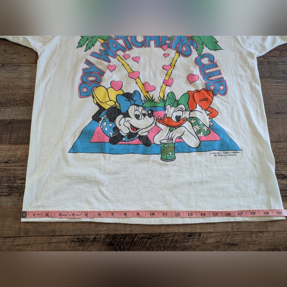 Vintage Rare Disney Screen Stars Boy Watchers Club T-Shirt Day Glow Puff Sz Lg - Picture 12 of 13